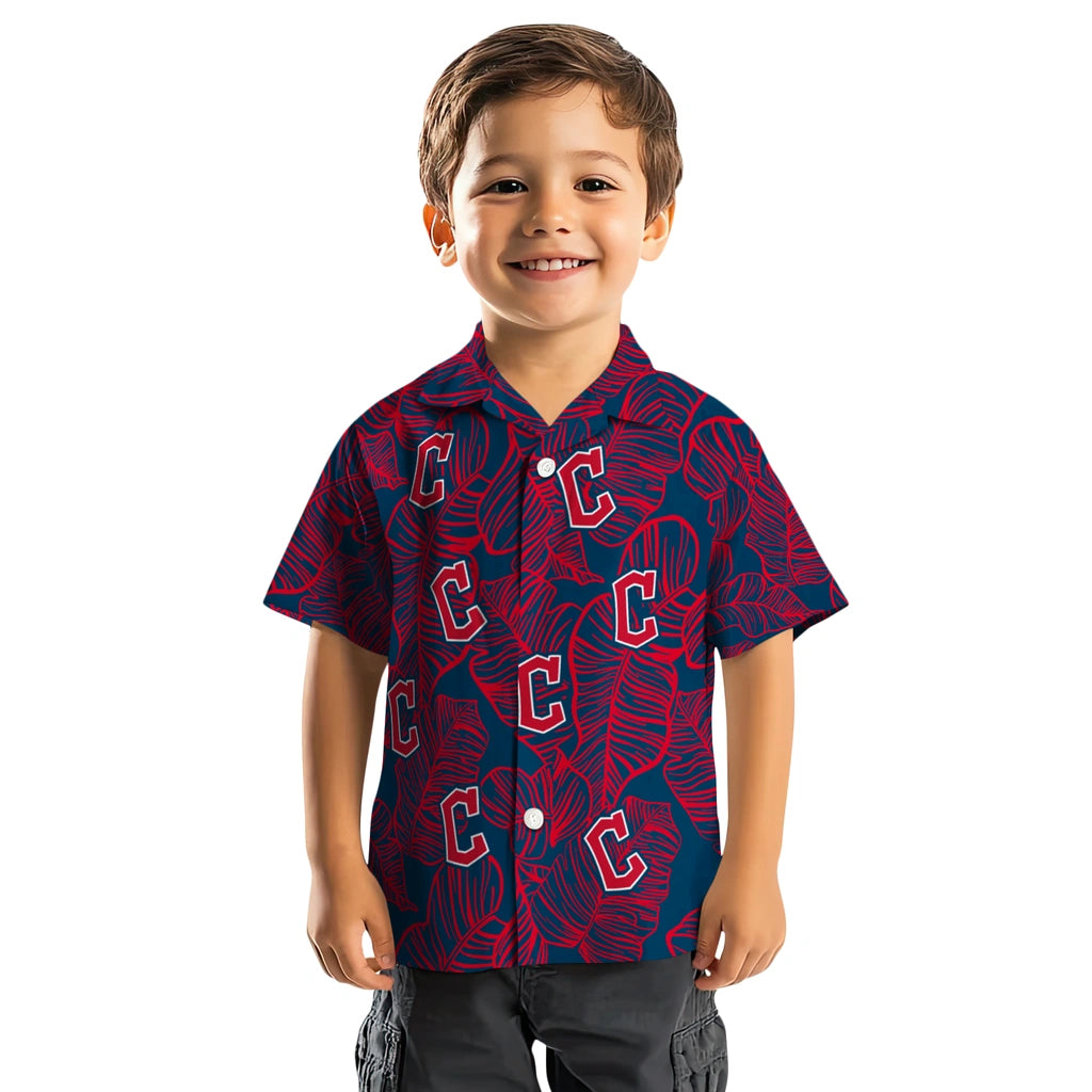 Cleveland Guardians Hawaiian Shirt - Leaf Outline | Moonbestprint