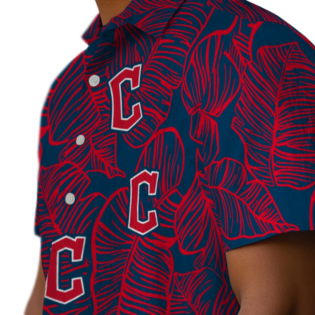 Cleveland Guardians Hawaiian Shirt - Leaf Outline | Moonbestprint