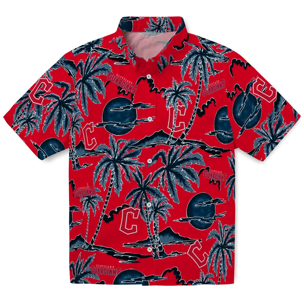 Cleveland Guardians Hawaiian Shirt - Palm Sunset | Moonbestprint
