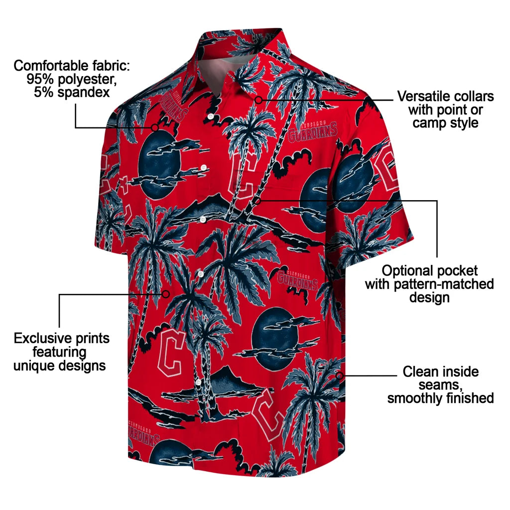 Cleveland Guardians Hawaiian Shirt - Palm Sunset | Moonbestprint