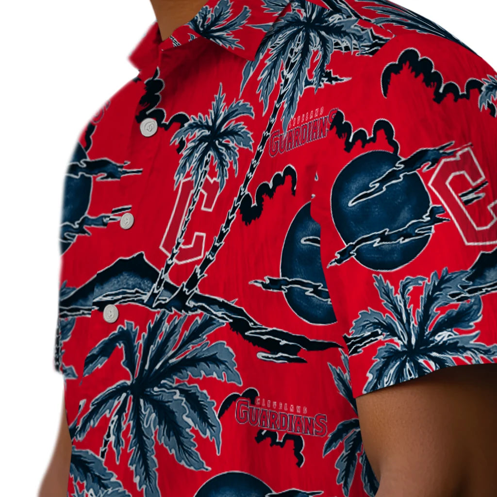 Cleveland Guardians Hawaiian Shirt - Palm Sunset | Moonbestprint