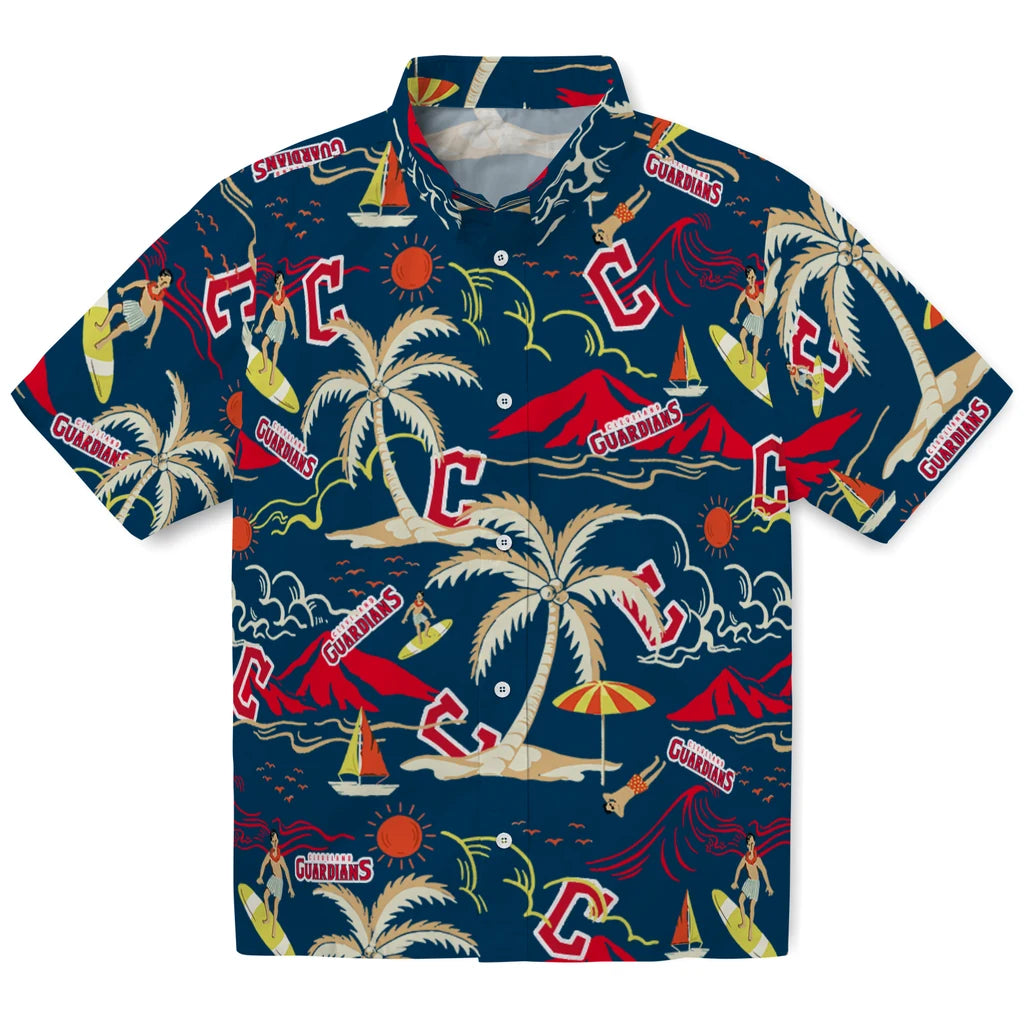Cleveland Guardians Hawaiian Shirt - Palm Tree Island | Moonbestprint
