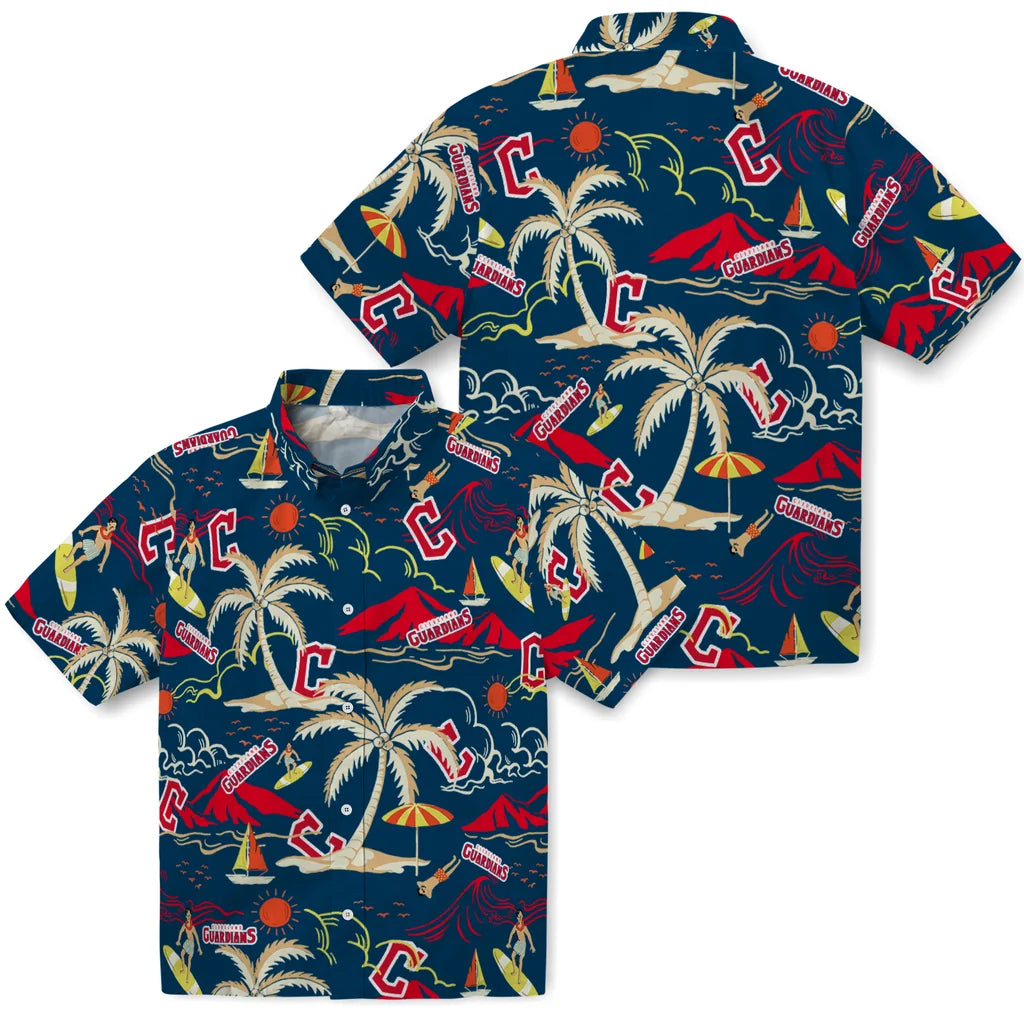 Cleveland Guardians Hawaiian Shirt - Palm Tree Island | Moonbestprint