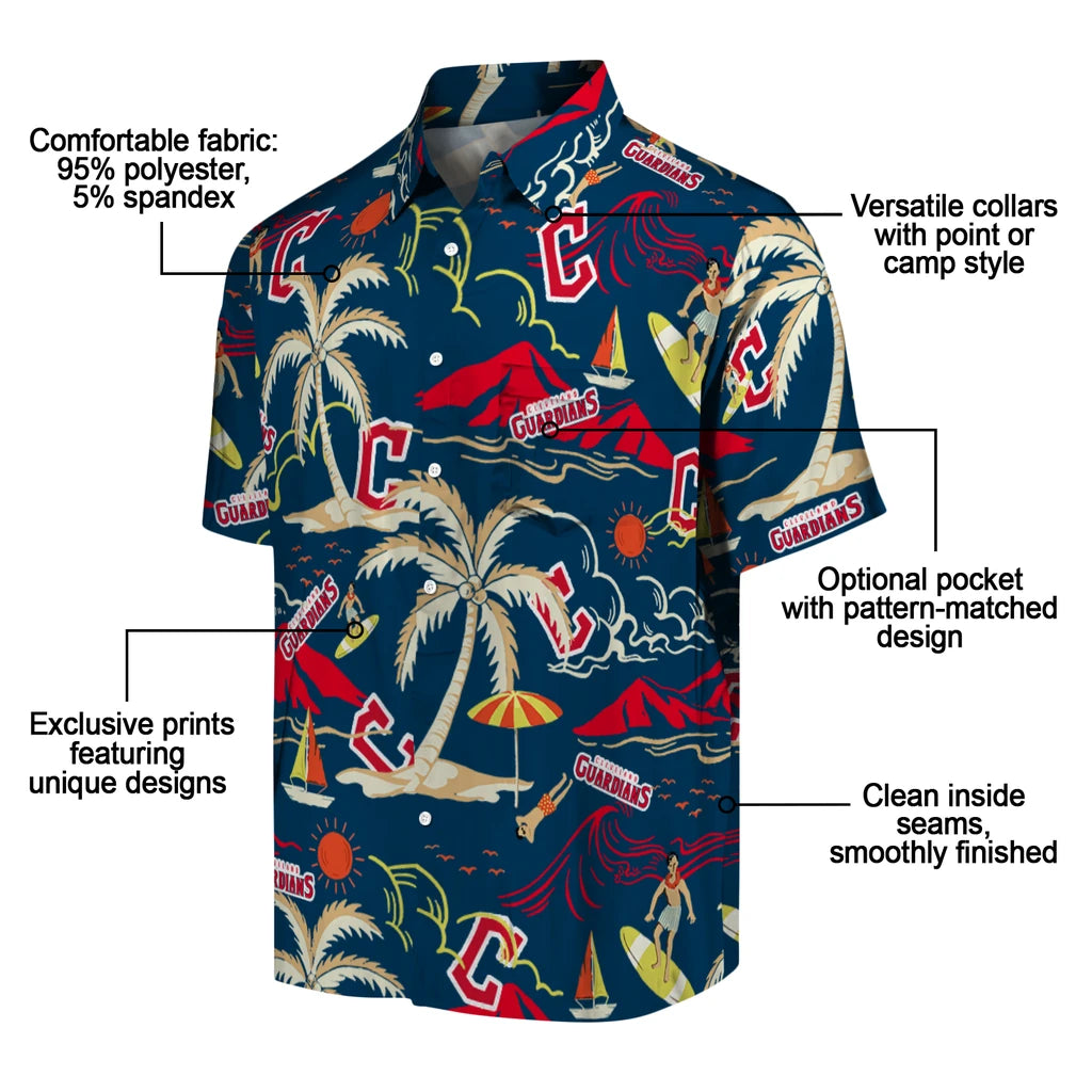 Cleveland Guardians Hawaiian Shirt - Palm Tree Island | Moonbestprint