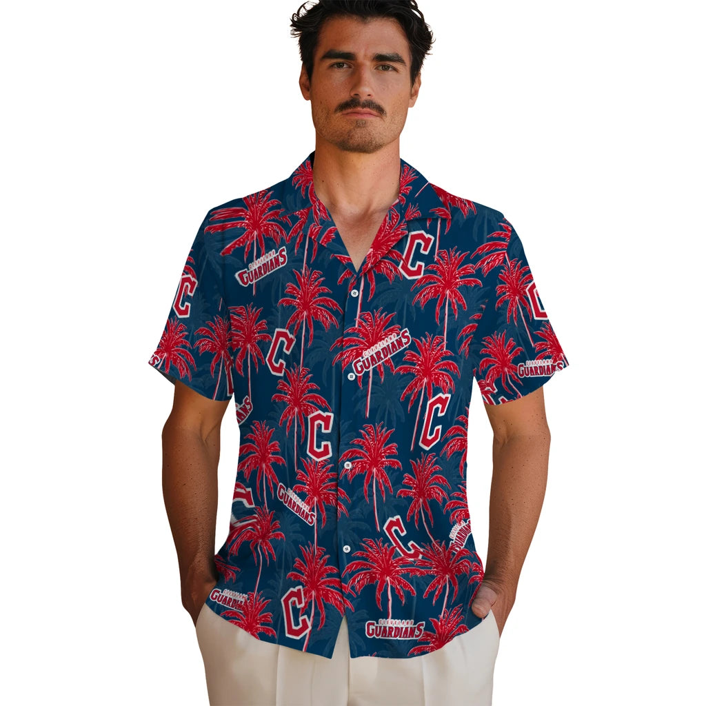 Cleveland Guardians Hawaiian Shirt - Palm Tree Motif | Moonbestprint