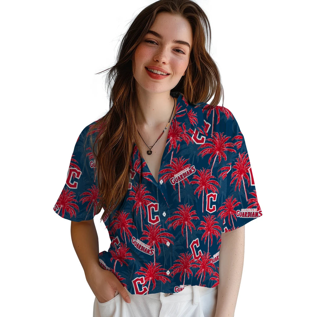 Cleveland Guardians Hawaiian Shirt - Palm Tree Motif | Moonbestprint
