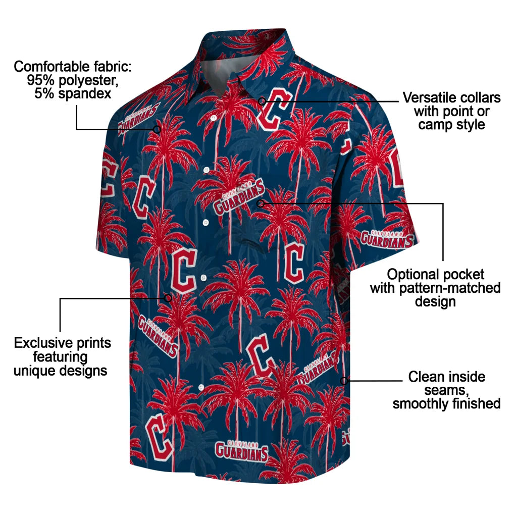 Cleveland Guardians Hawaiian Shirt - Palm Tree Motif | Moonbestprint