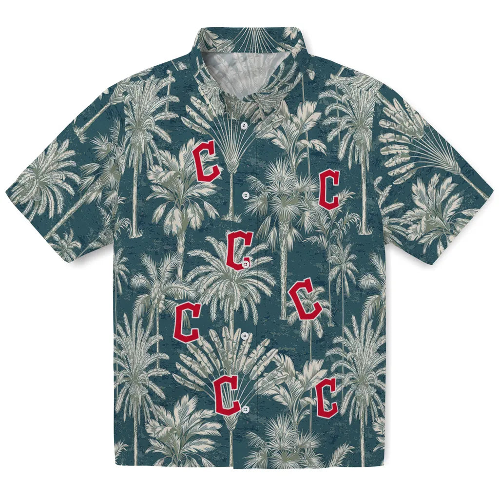 Cleveland Guardians Hawaiian Shirt - Vintage Palm Tree | Moonbestprint