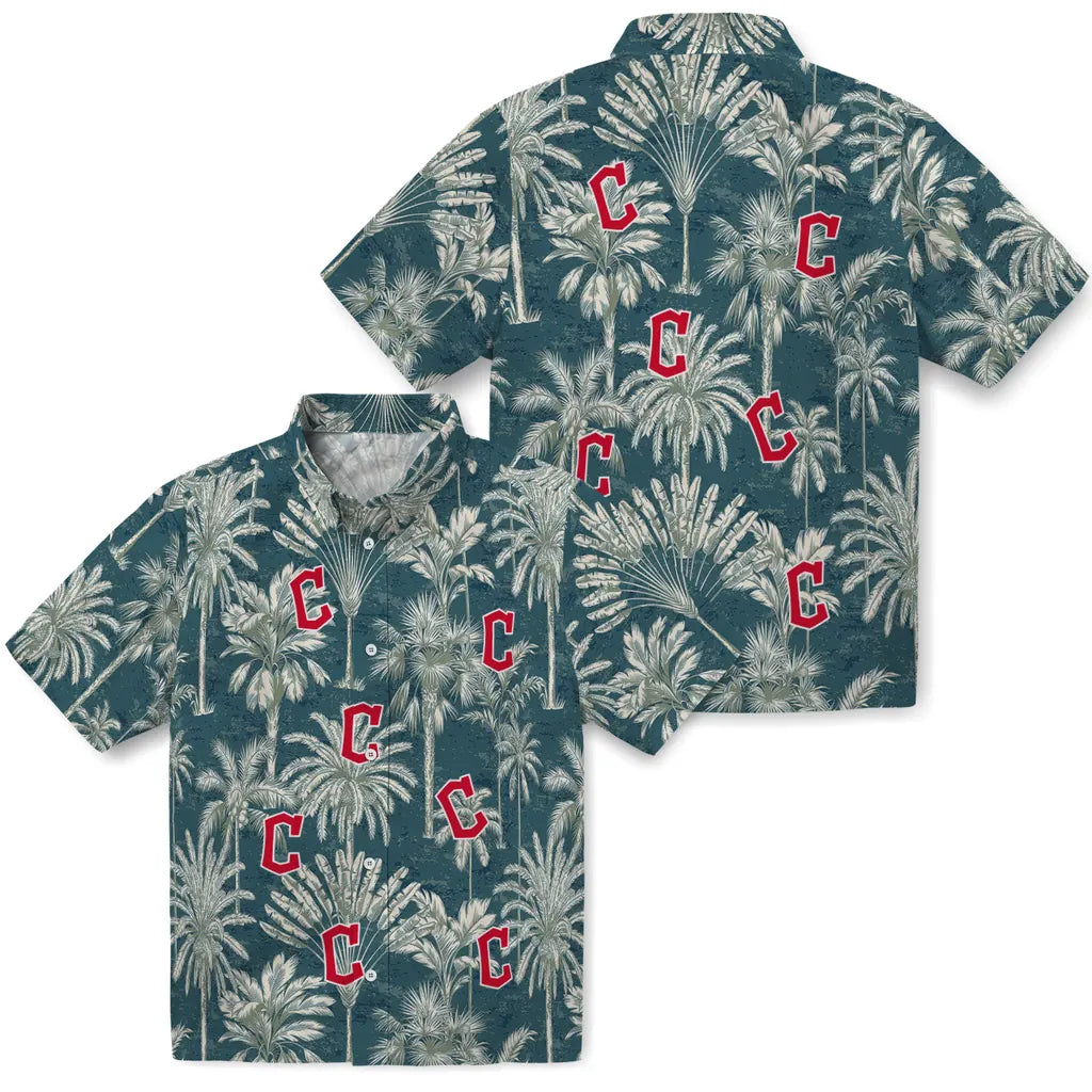 Cleveland Guardians Hawaiian Shirt - Vintage Palm Tree | Moonbestprint