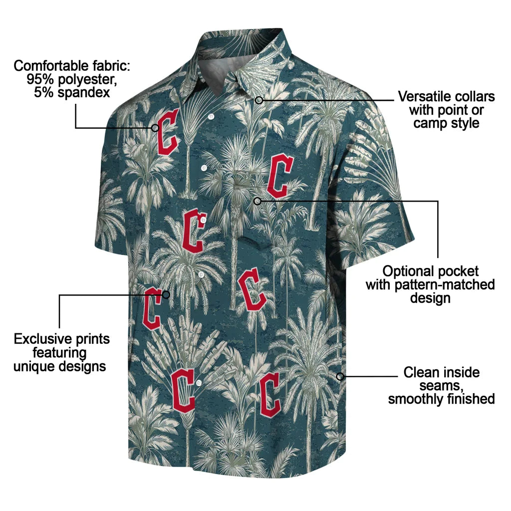 Cleveland Guardians Hawaiian Shirt - Vintage Palm Tree | Moonbestprint