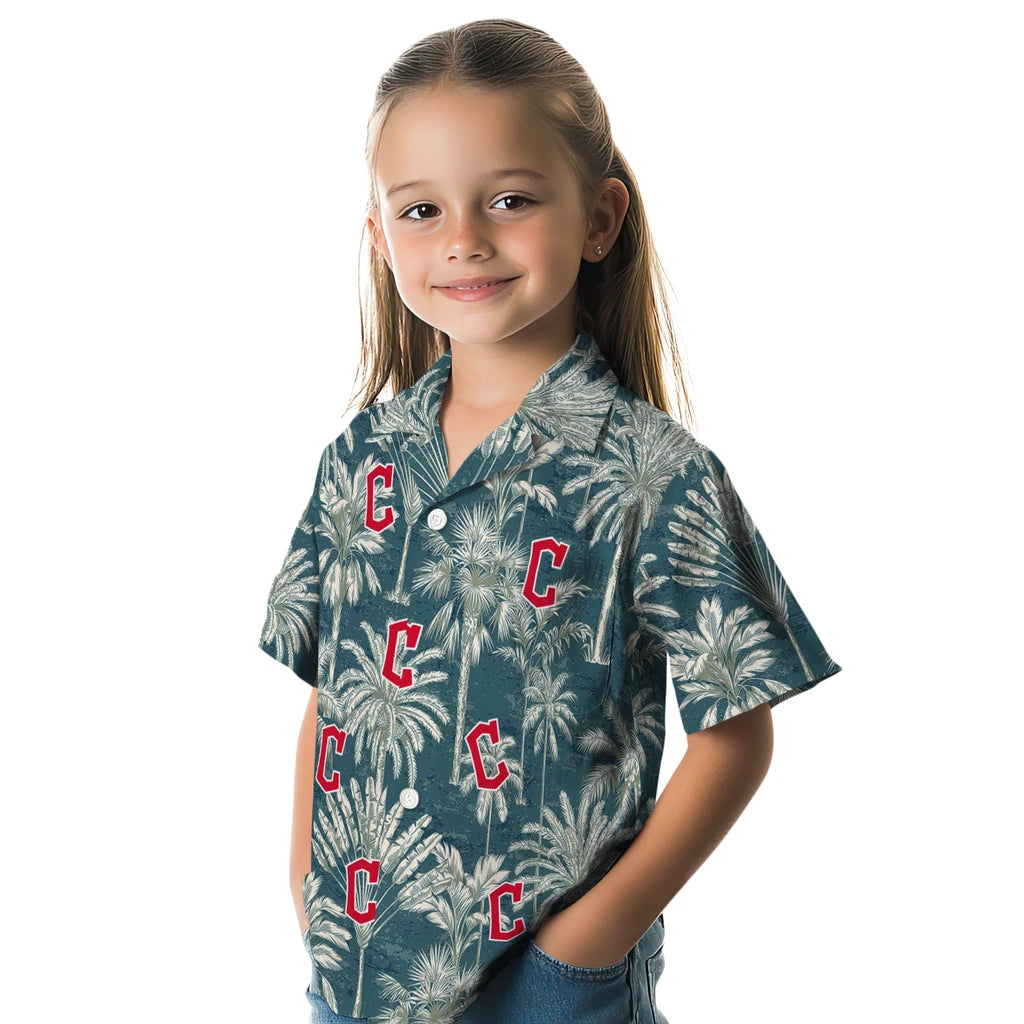 Cleveland Guardians Hawaiian Shirt - Vintage Palm Tree | Moonbestprint