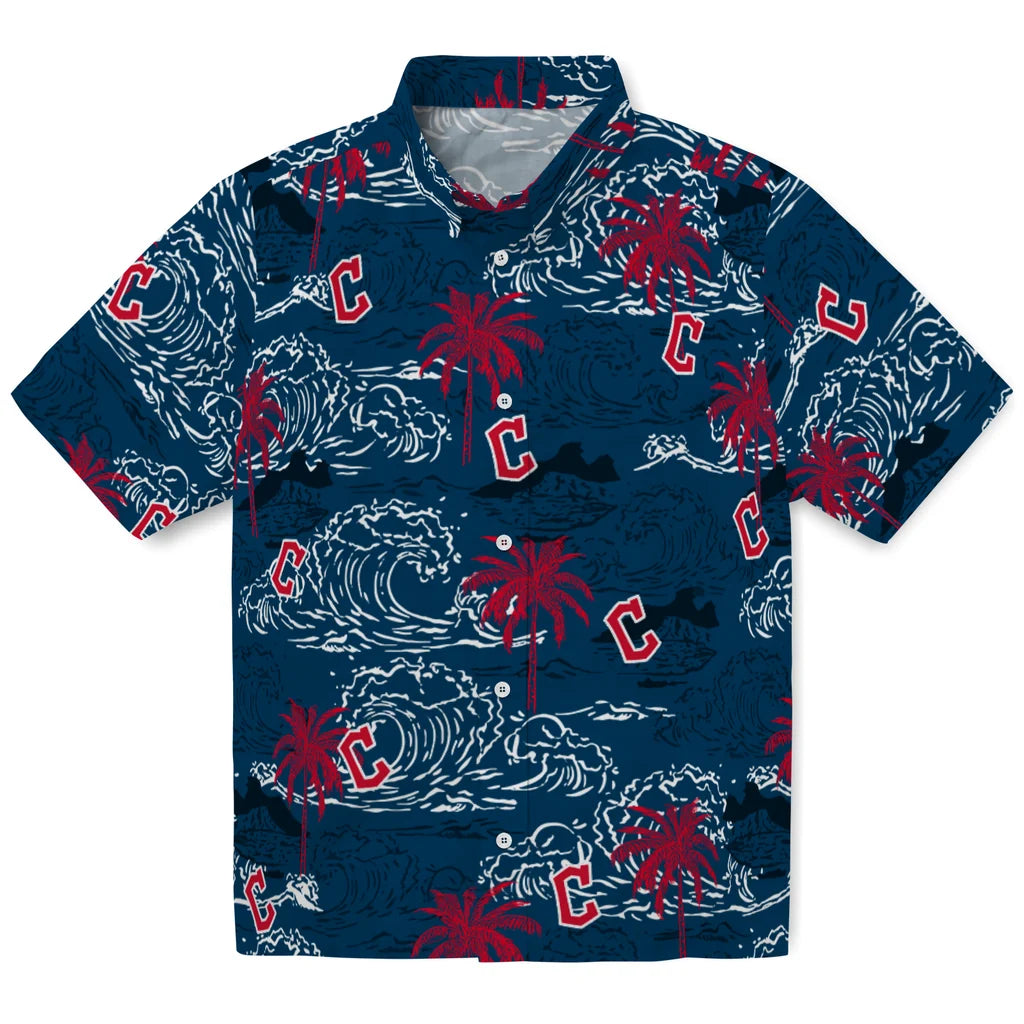 Cleveland Guardians Hawaiian Shirt - Wave Palm | Moonbestprint