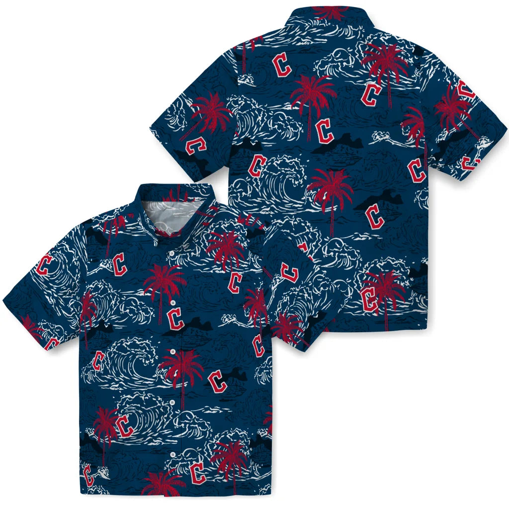 Cleveland Guardians Hawaiian Shirt - Wave Palm | Moonbestprint