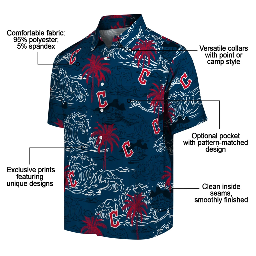 Cleveland Guardians Hawaiian Shirt - Wave Palm | Moonbestprint