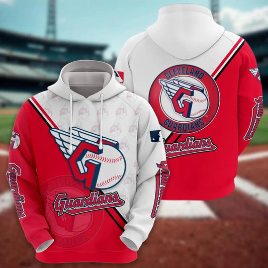Cleveland Guardians Logo 3D MLB All Over Print Hoodie -Moonbestprint