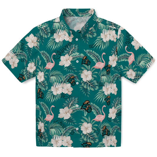 Coastal Carolina Chanticleers Hawaiian Shirt - Flamingo and Hibiscus | Moonbestprint