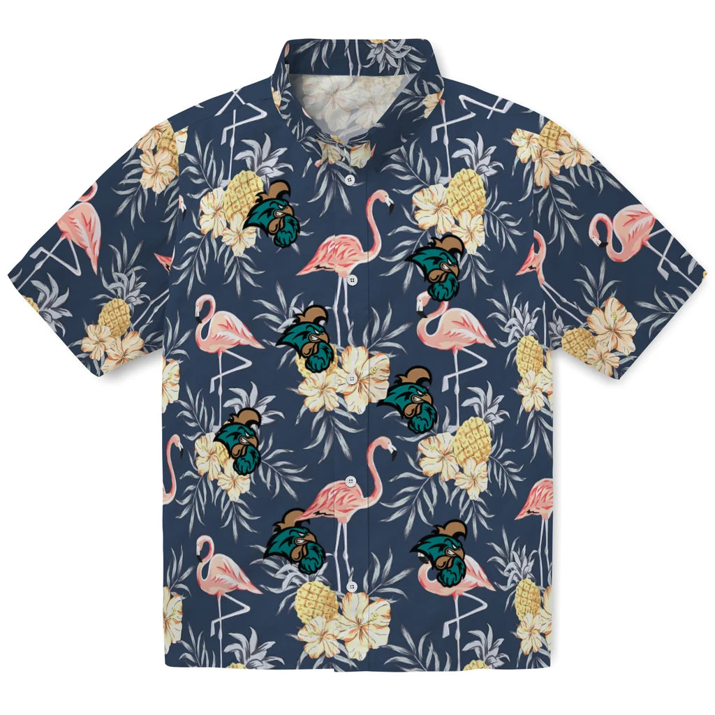 Coastal Carolina Chanticleers Hawaiian Shirt - Flamingo Hibiscus | Moonbestprint