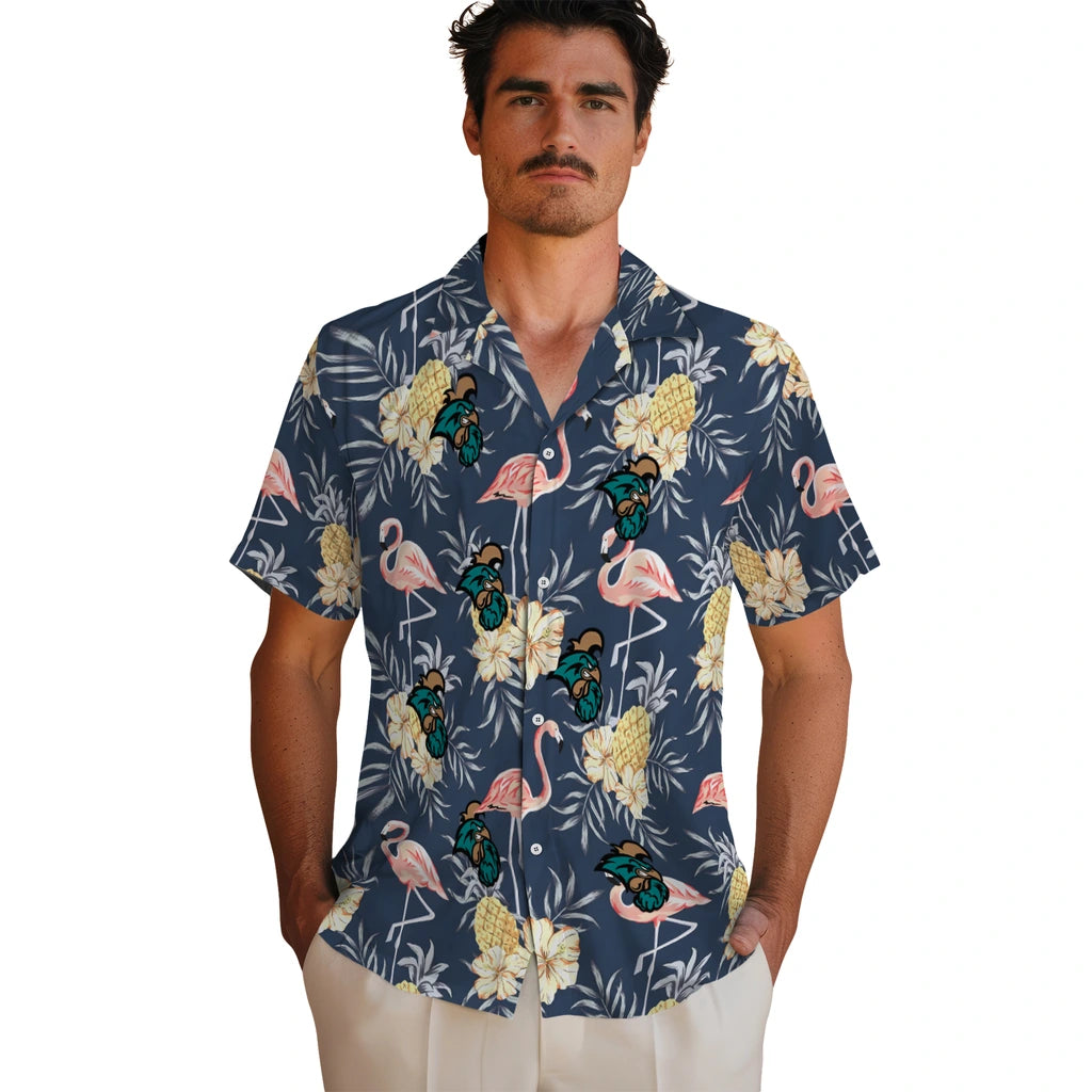 Coastal Carolina Chanticleers Hawaiian Shirt - Flamingo Hibiscus | Moonbestprint