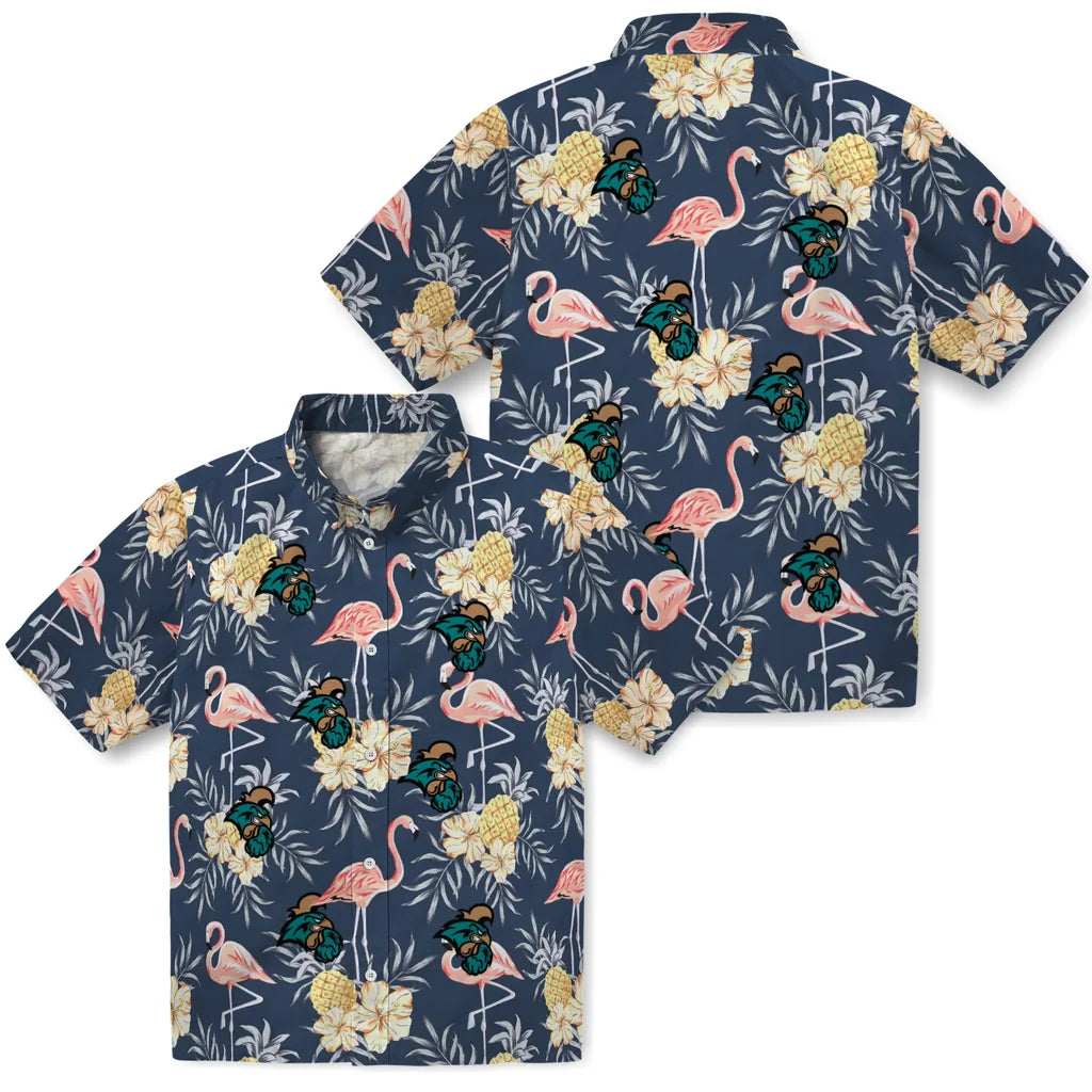 Coastal Carolina Chanticleers Hawaiian Shirt - Flamingo Hibiscus | Moonbestprint