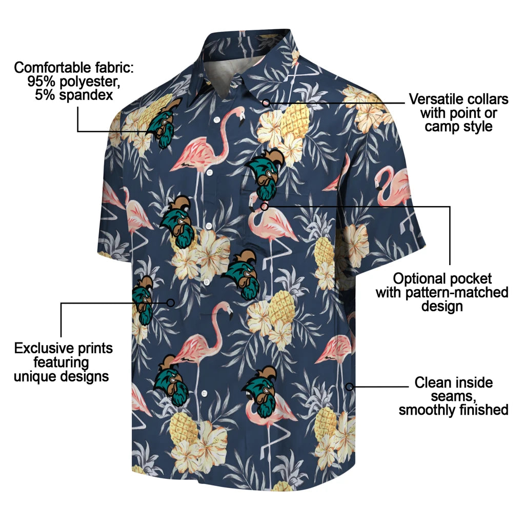 Coastal Carolina Chanticleers Hawaiian Shirt - Flamingo Hibiscus | Moonbestprint