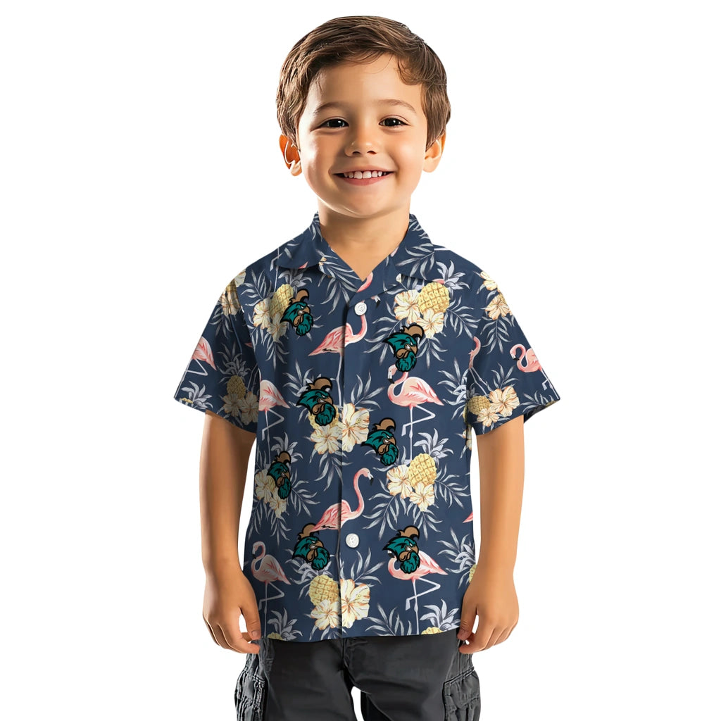 Coastal Carolina Chanticleers Hawaiian Shirt - Flamingo Hibiscus | Moonbestprint