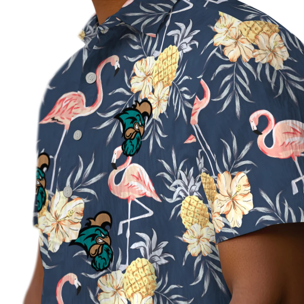 Coastal Carolina Chanticleers Hawaiian Shirt - Flamingo Hibiscus | Moonbestprint