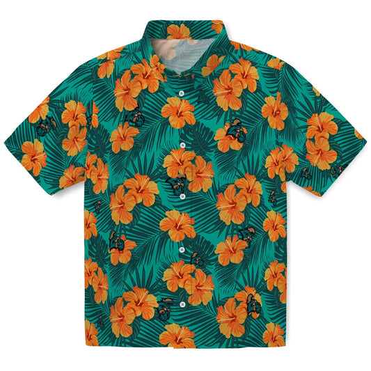 Coastal Carolina Chanticleers Hawaiian Shirt - Hibiscus and Palm Leaves | Moonbestprint
