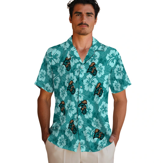 Coastal Carolina Chanticleers Hawaiian Shirt - Hibiscus Cluster | Moonbestprint