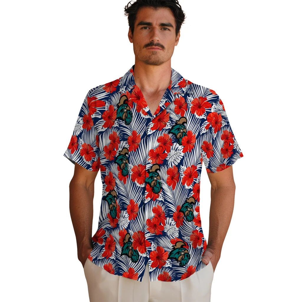 Coastal Carolina Chanticleers Hawaiian Shirt - Hibiscus Fiesta | Moonbestprint