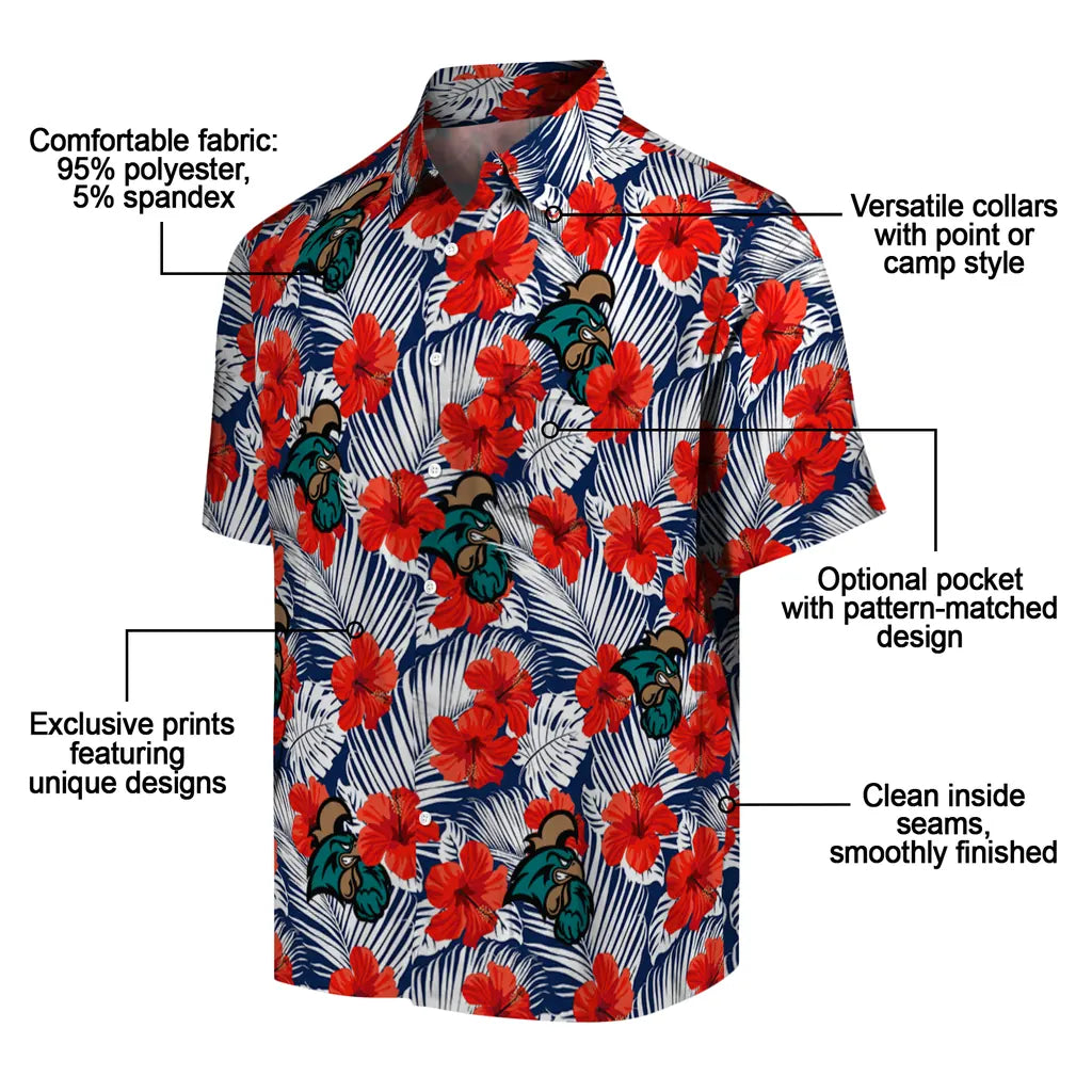 Coastal Carolina Chanticleers Hawaiian Shirt - Hibiscus Fiesta | Moonbestprint