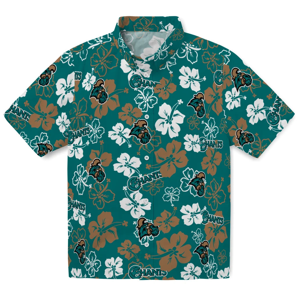 Coastal Carolina Chanticleers Hawaiian Shirt - Hibiscus Flower Design | Moonbestprint