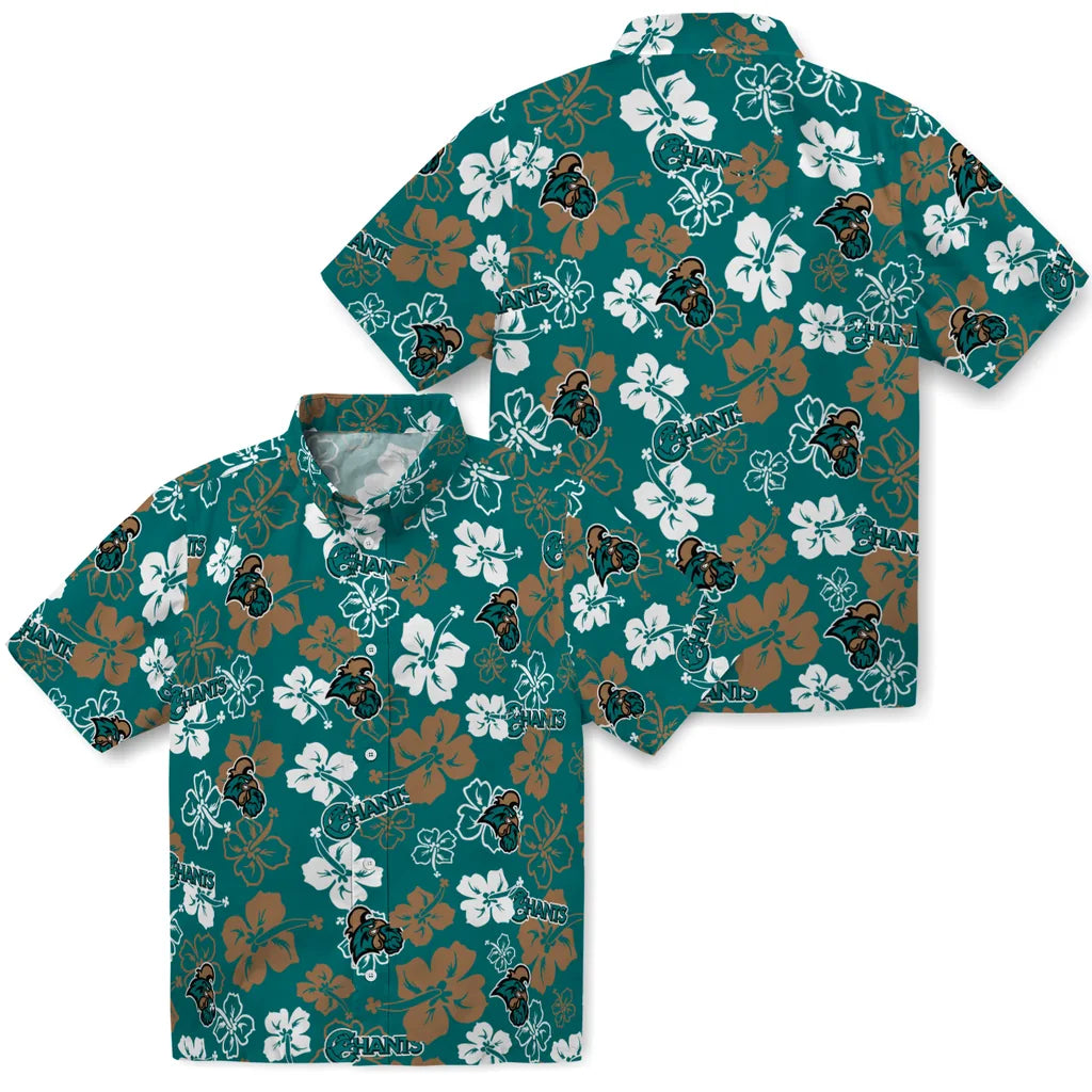 Coastal Carolina Chanticleers Hawaiian Shirt - Hibiscus Flower Design | Moonbestprint