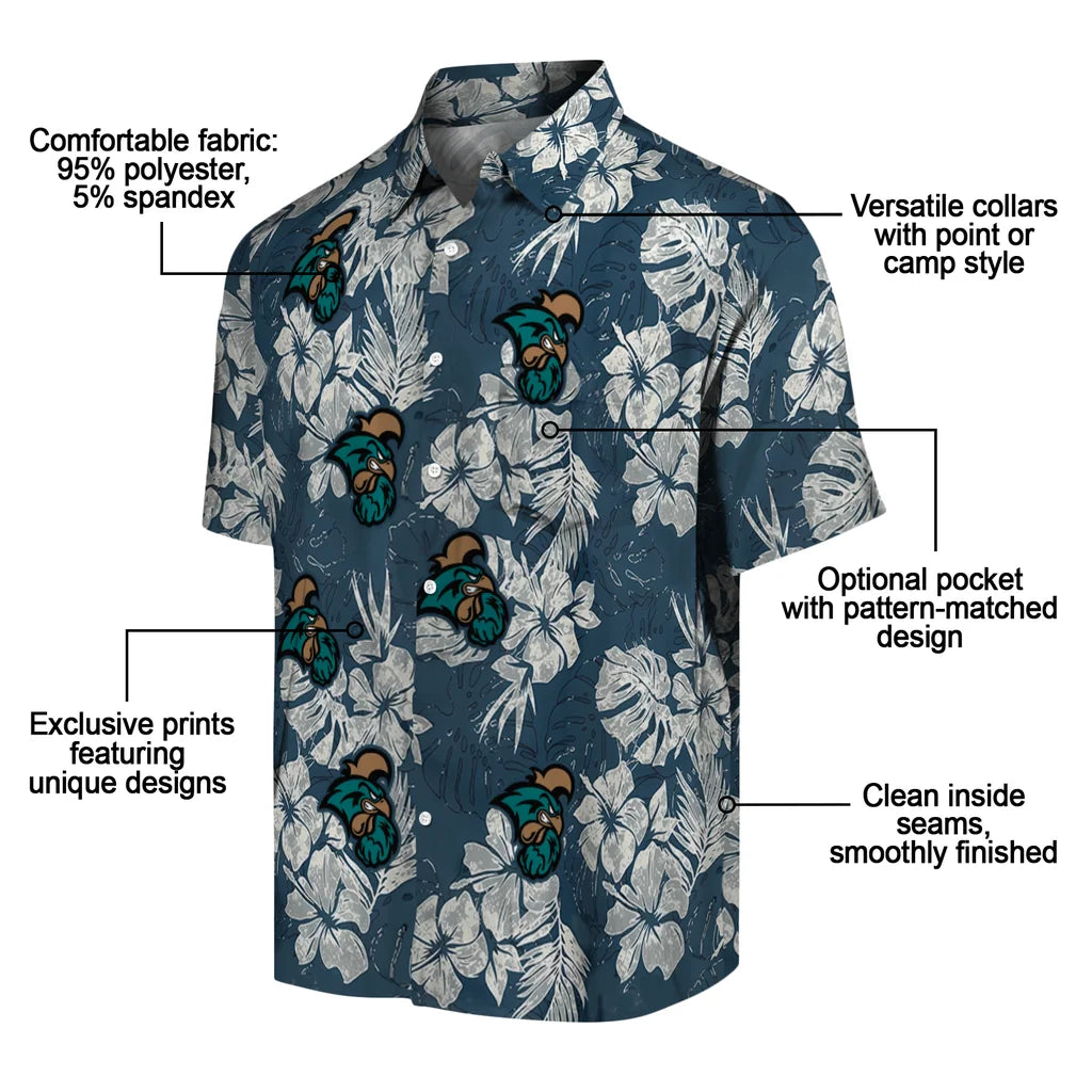 Coastal Carolina Chanticleers Hawaiian Shirt - Hibiscus Flowers | Moonbestprint