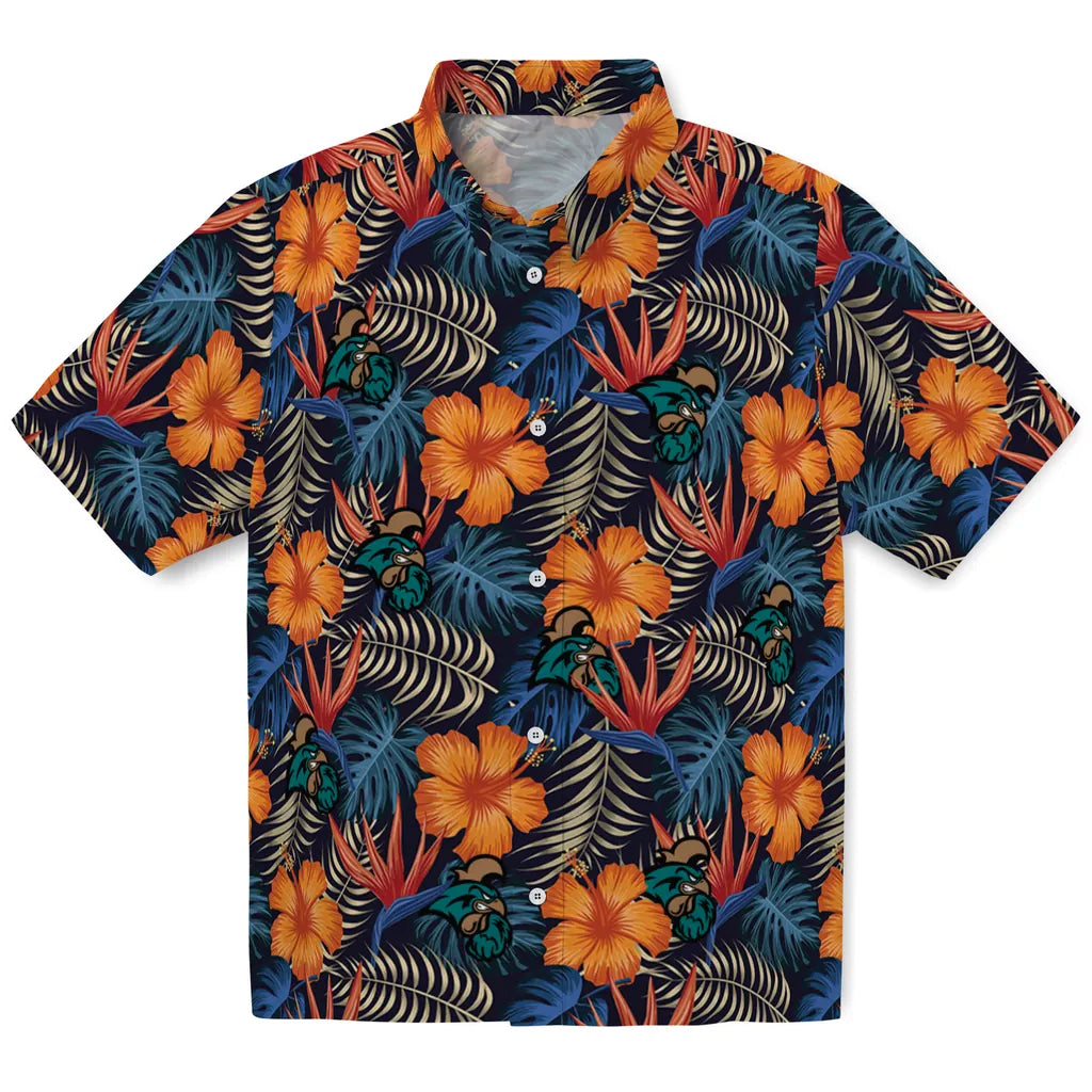 Coastal Carolina Chanticleers Hawaiian Shirt - Hibiscus Foliage | Moonbestprint