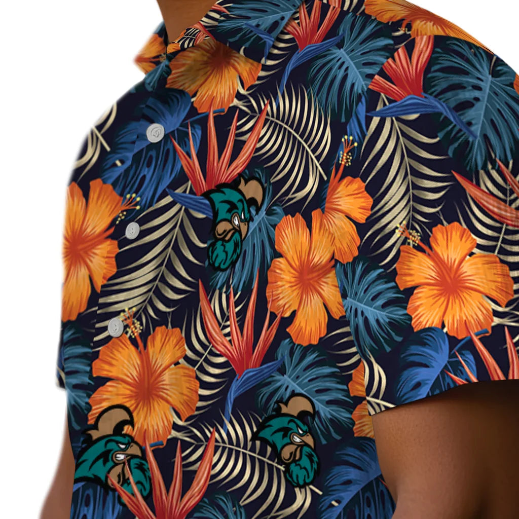 Coastal Carolina Chanticleers Hawaiian Shirt - Hibiscus Foliage | Moonbestprint