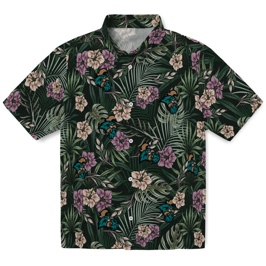 Coastal Carolina Chanticleers Hawaiian Shirt - Hibiscus Leaves Pattern | Moonbestprint