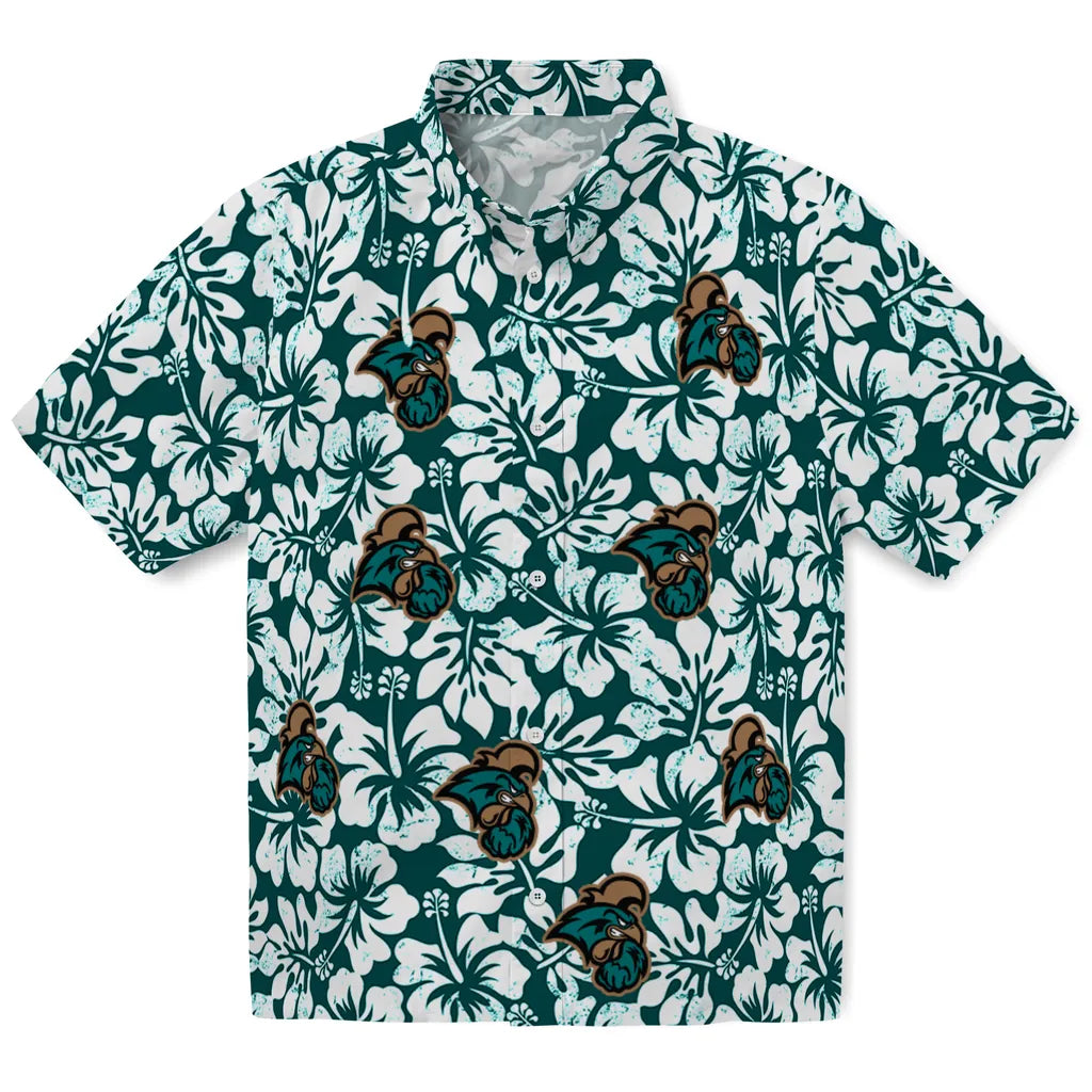 Coastal Carolina Chanticleers Hawaiian Shirt - Hibiscus Motif | Moonbestprint