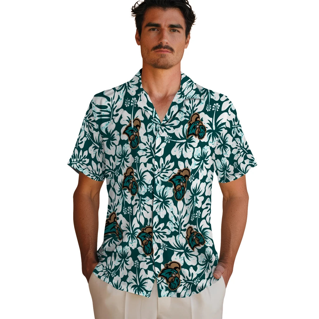 Coastal Carolina Chanticleers Hawaiian Shirt - Hibiscus Motif | Moonbestprint