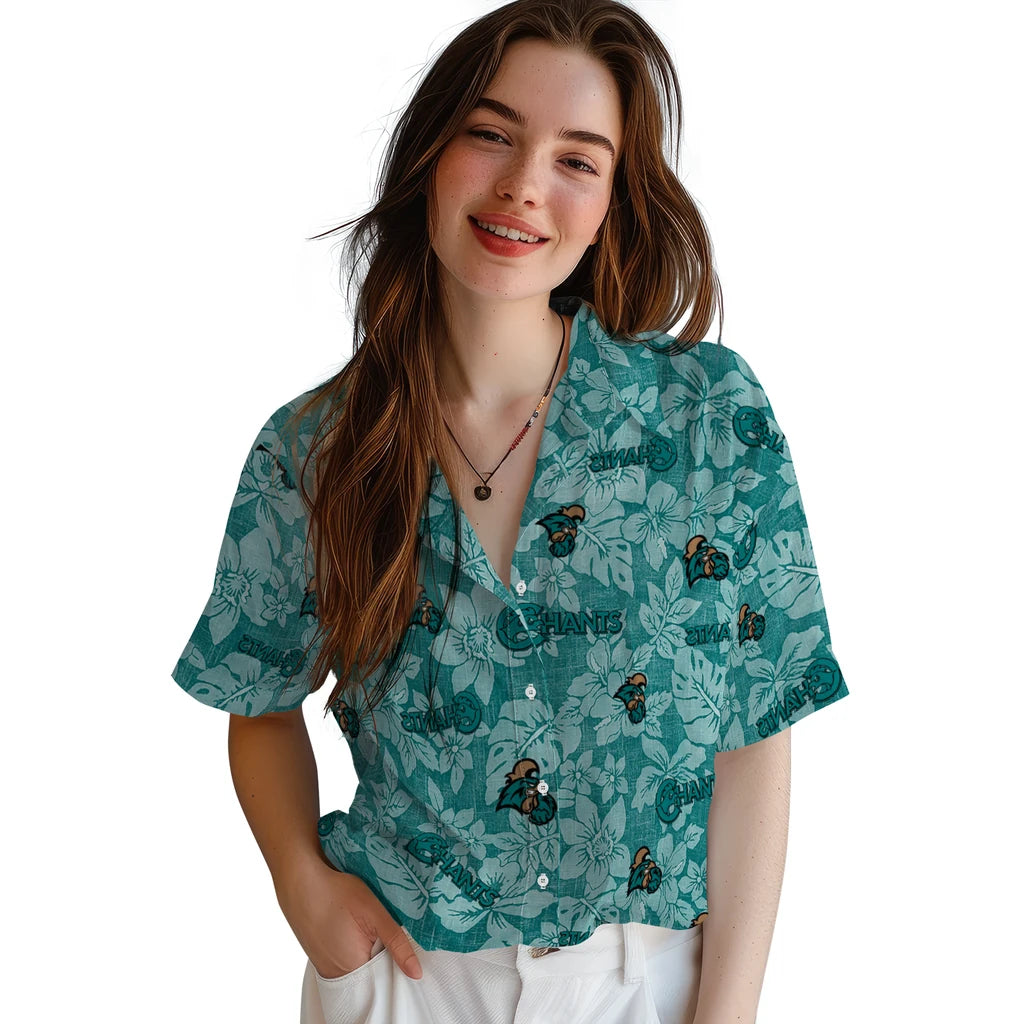 Coastal Carolina Chanticleers Hawaiian Shirt - Hibiscus Oasis | Moonbestprint