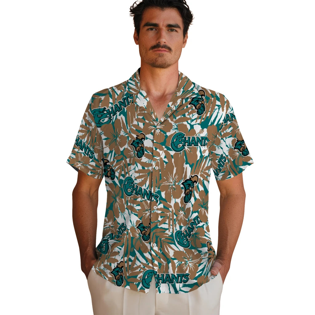 Coastal Carolina Chanticleers Hawaiian Shirt - Hibiscus Overlay | Moonbestprint