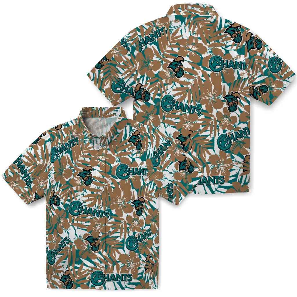 Coastal Carolina Chanticleers Hawaiian Shirt - Hibiscus Overlay | Moonbestprint