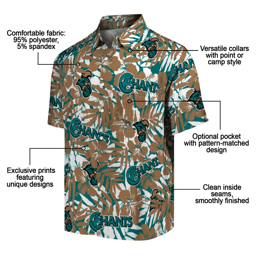 Coastal Carolina Chanticleers Hawaiian Shirt - Hibiscus Overlay | Moonbestprint