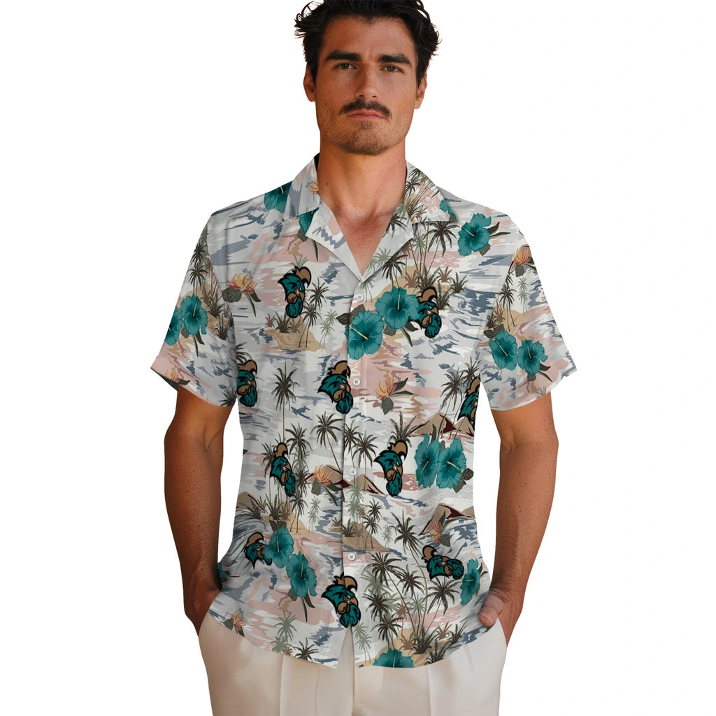 Coastal Carolina Chanticleers Hawaiian Shirt - Hibiscus Seaside | Moonbestprint