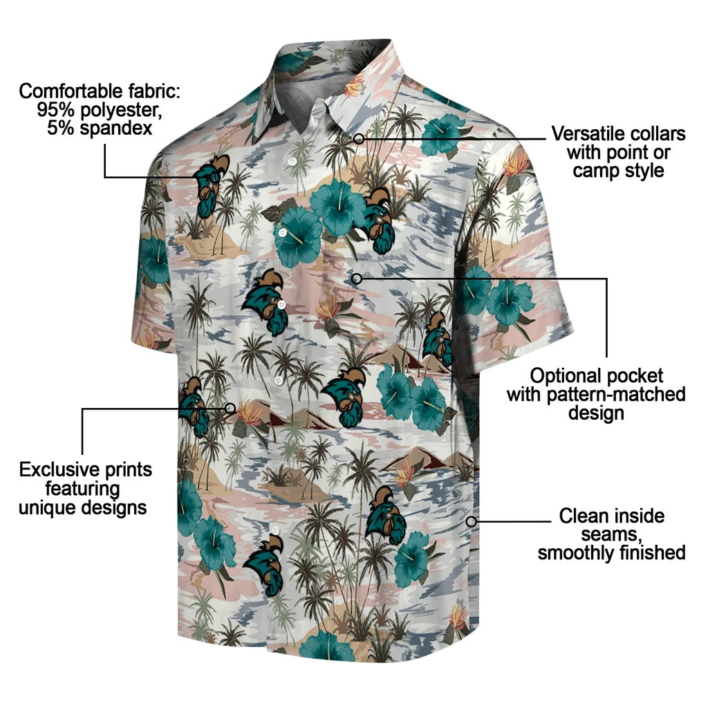 Coastal Carolina Chanticleers Hawaiian Shirt - Hibiscus Seaside | Moonbestprint