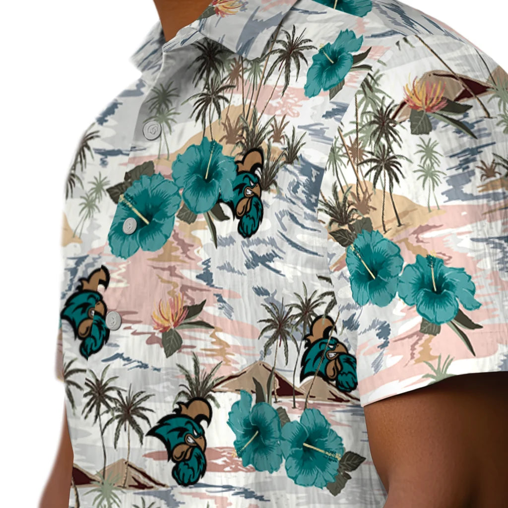 Coastal Carolina Chanticleers Hawaiian Shirt - Hibiscus Seaside | Moonbestprint