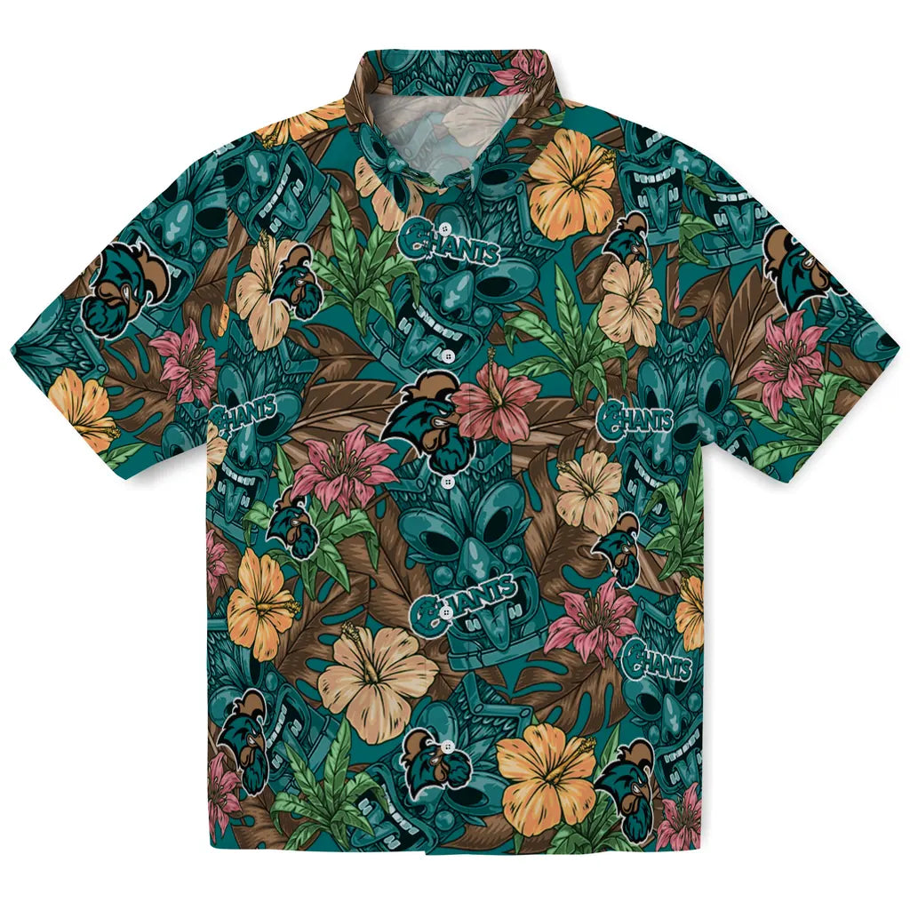 Coastal Carolina Chanticleers Hawaiian Shirt - Hibiscus Tiki Jungle | Moonbestprint