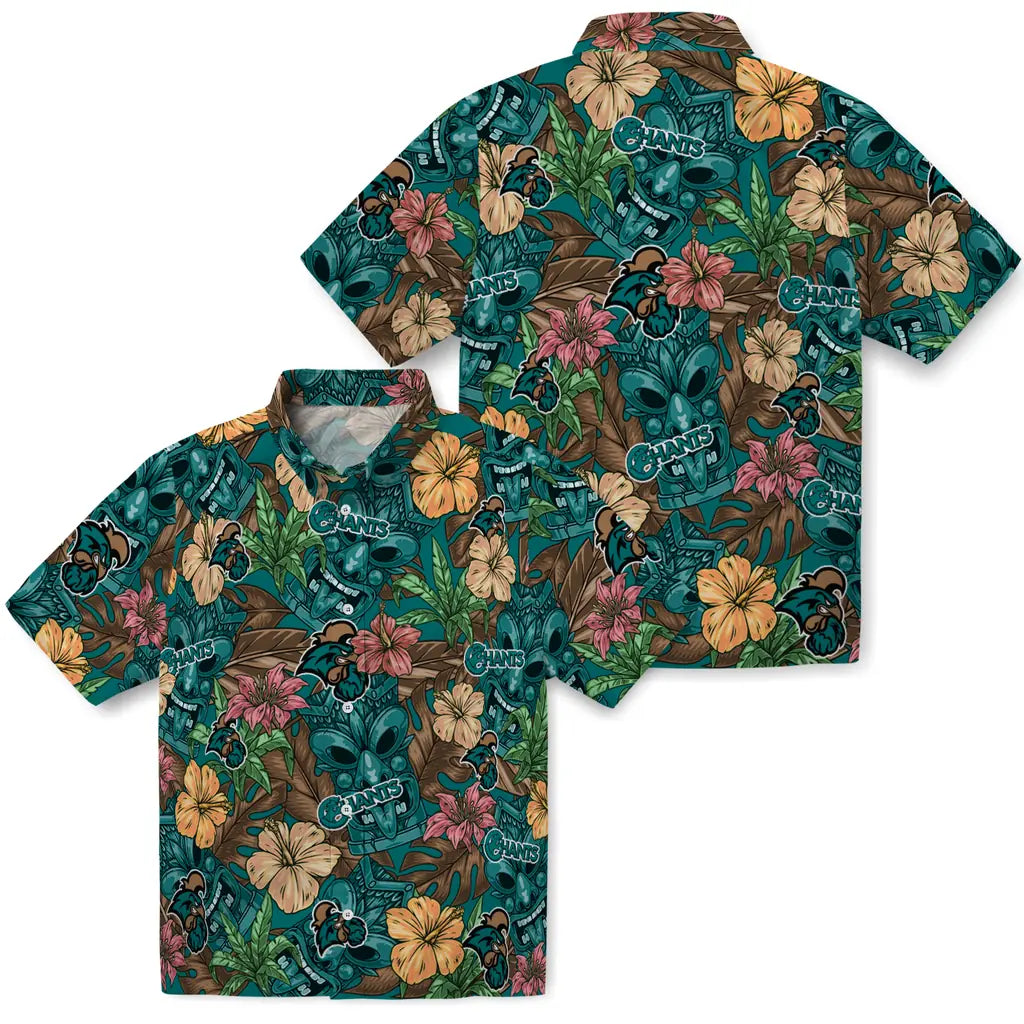 Coastal Carolina Chanticleers Hawaiian Shirt - Hibiscus Tiki Jungle | Moonbestprint