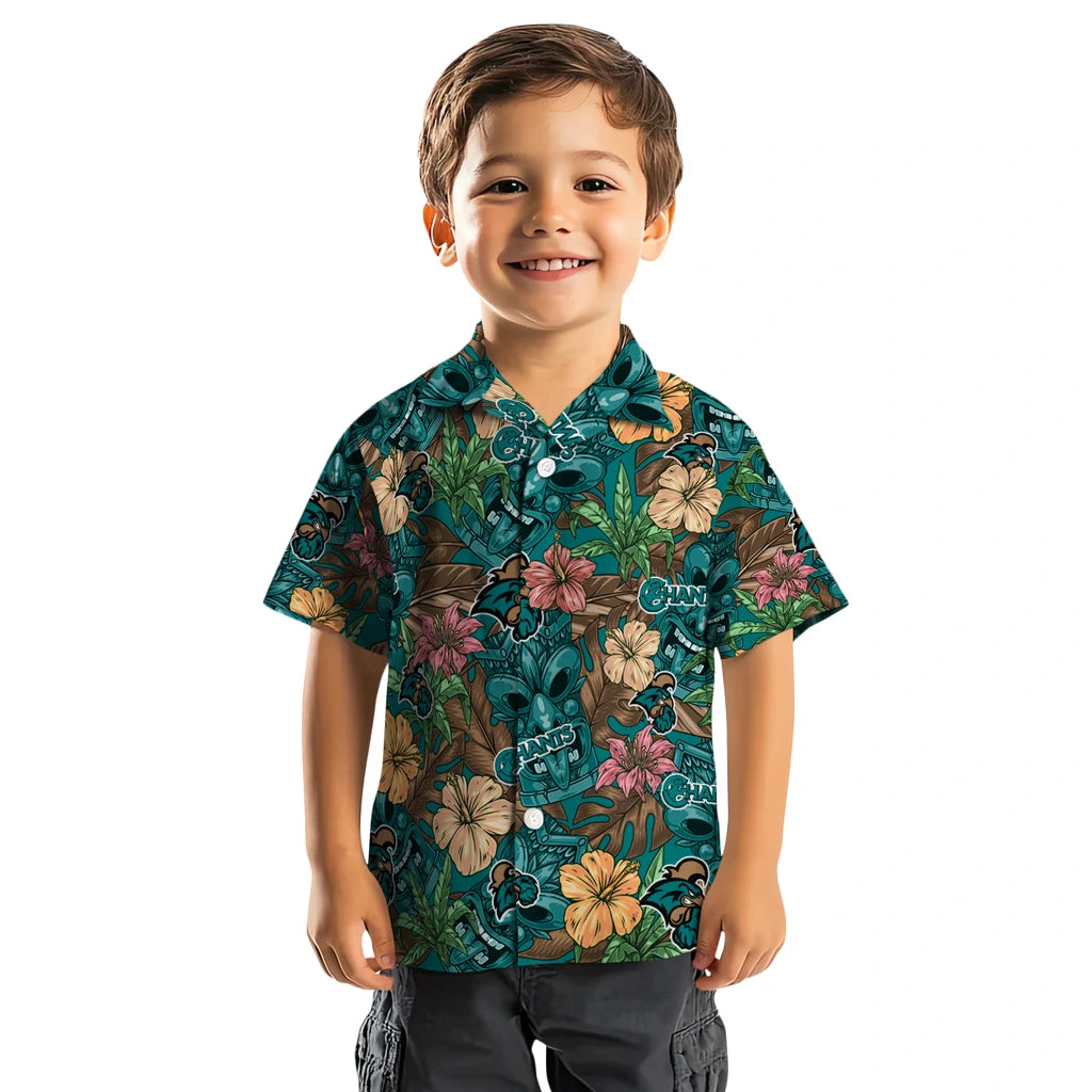 Coastal Carolina Chanticleers Hawaiian Shirt - Hibiscus Tiki Jungle | Moonbestprint