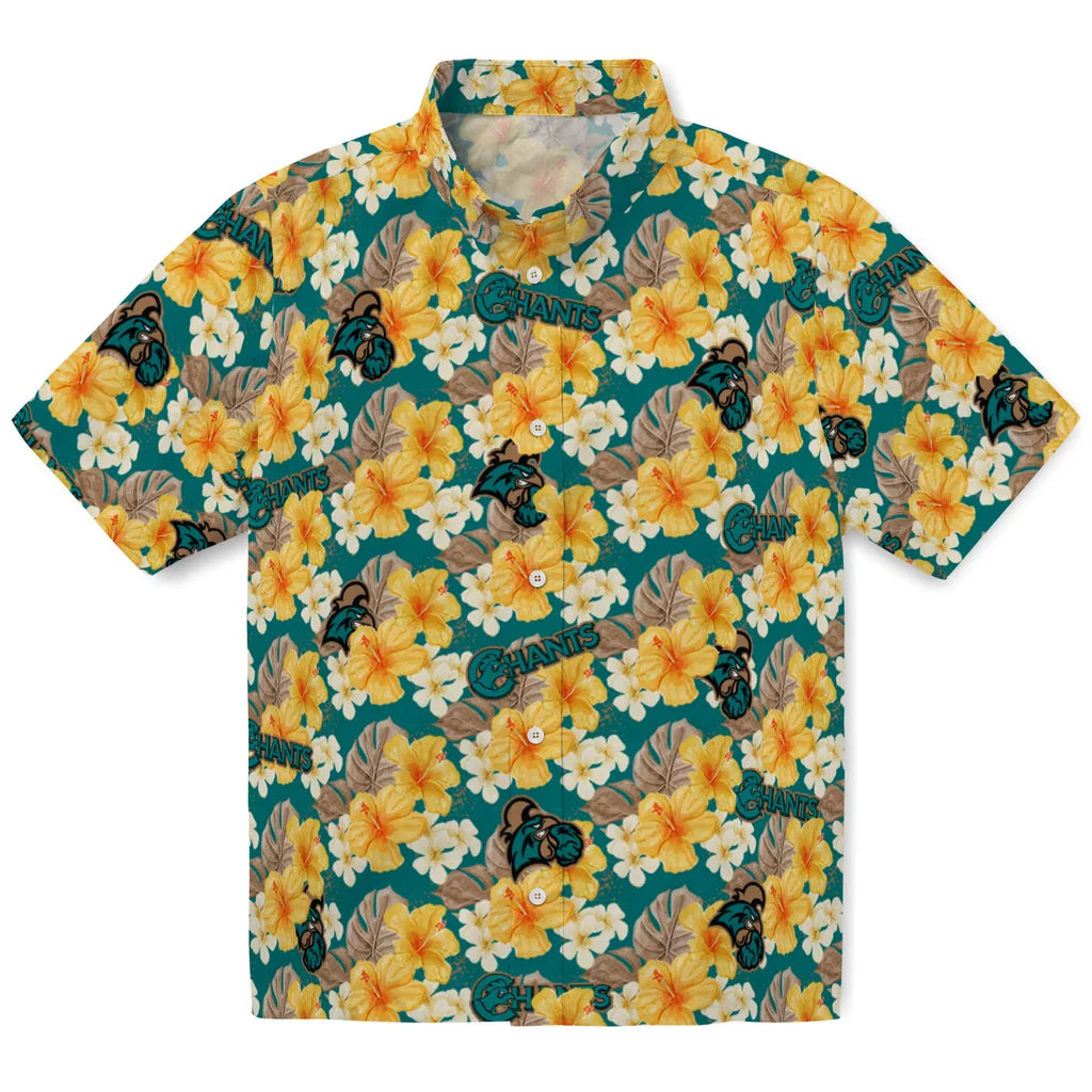 Coastal Carolina Chanticleers Hawaiian Shirt - Hibiscus Tropics | Moonbestprint