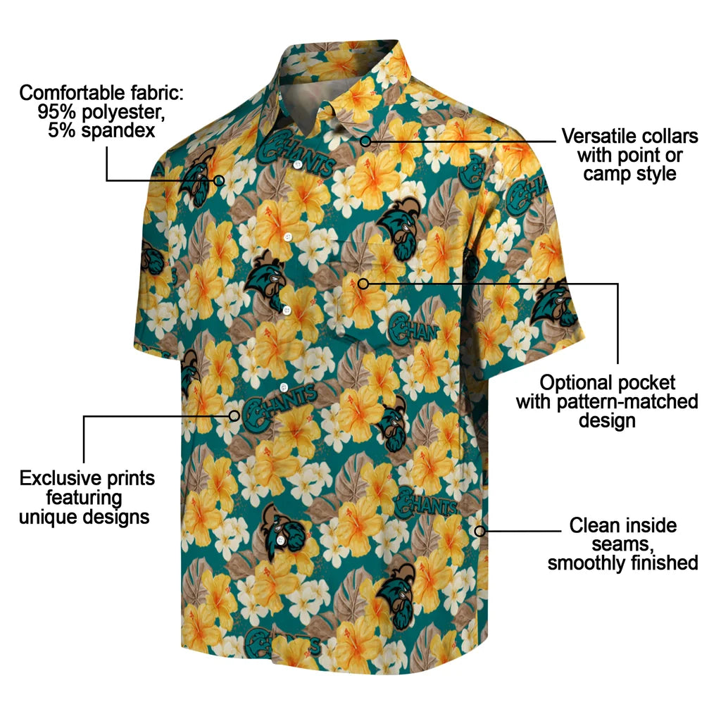 Coastal Carolina Chanticleers Hawaiian Shirt - Hibiscus Tropics | Moonbestprint